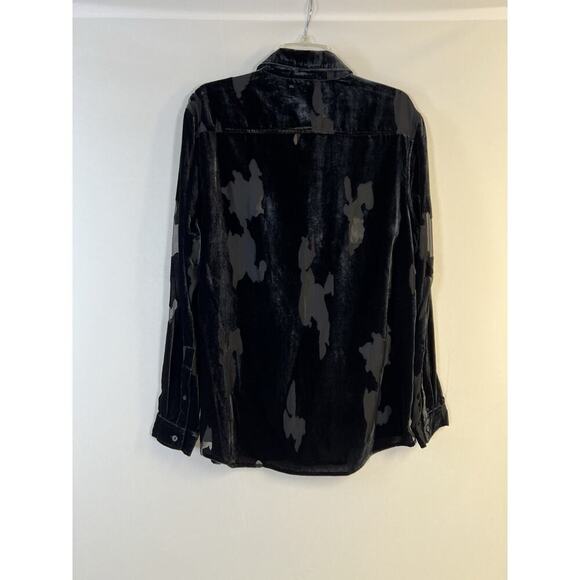 NWT INC Button Up Shirt Burnout Velvet Black Sz Large Goth Wimsigoth Dark Fairy - Picture 8 of 10